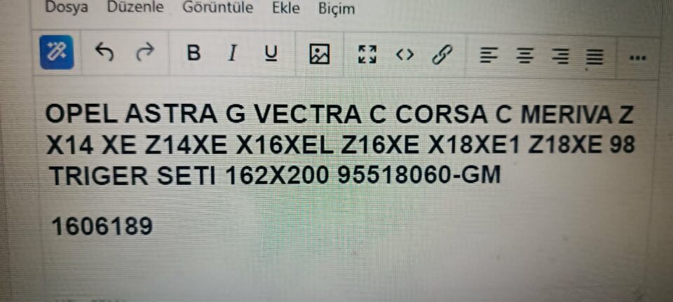 OPEL ASTRA G VECTRA C CORSA C MERIVA Z X14 XE Z14XE X16XEL Z16XE X18XE1 Z18XE 98 TRIGER SETI 162X200 95518060-GM