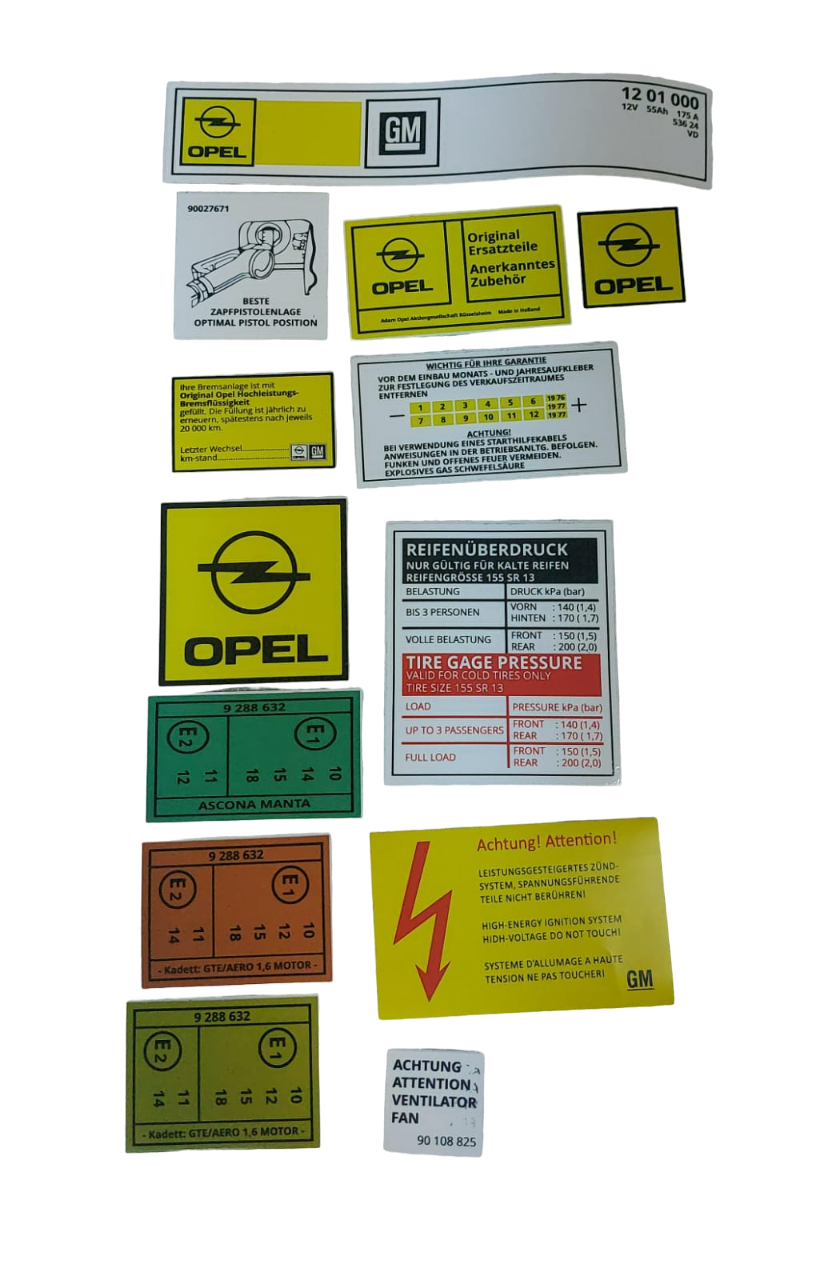 Opel Grubu Etiket Takımı